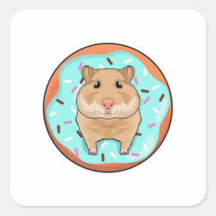 Hamster with Donut Square Sticker