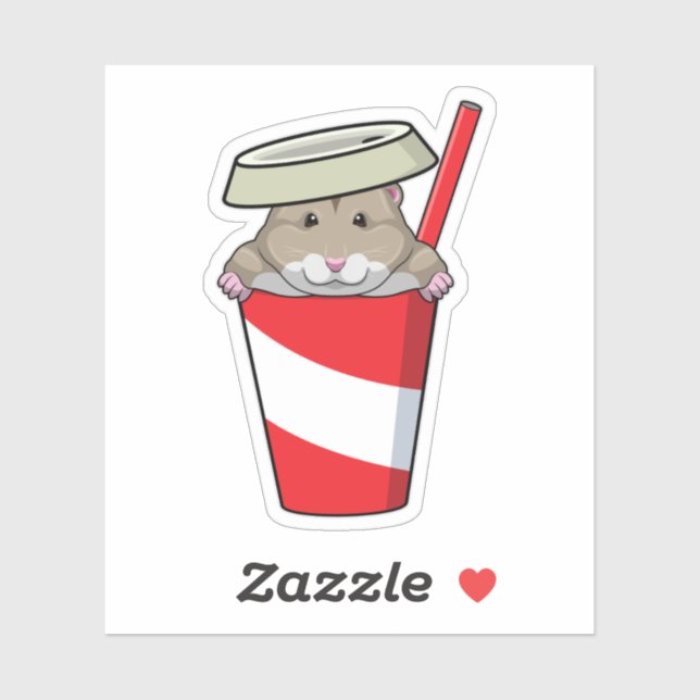 Hamster with Drink Sticker (Sheet)