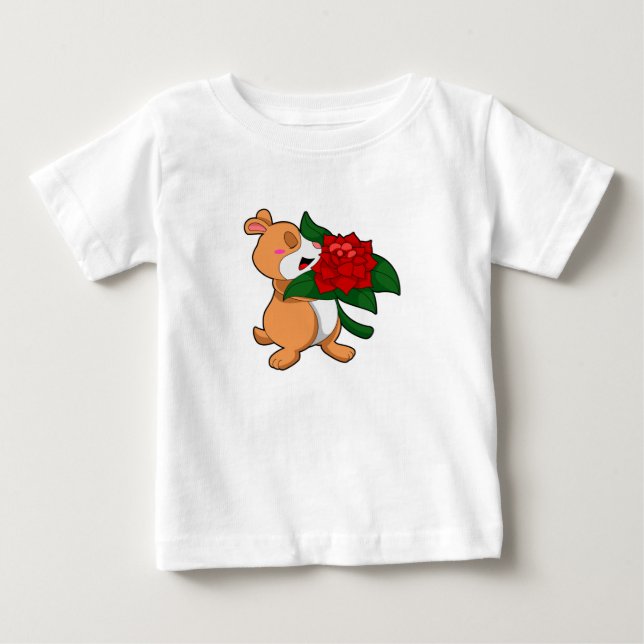 Hamster with Flower Rose Baby T-Shirt (Front)