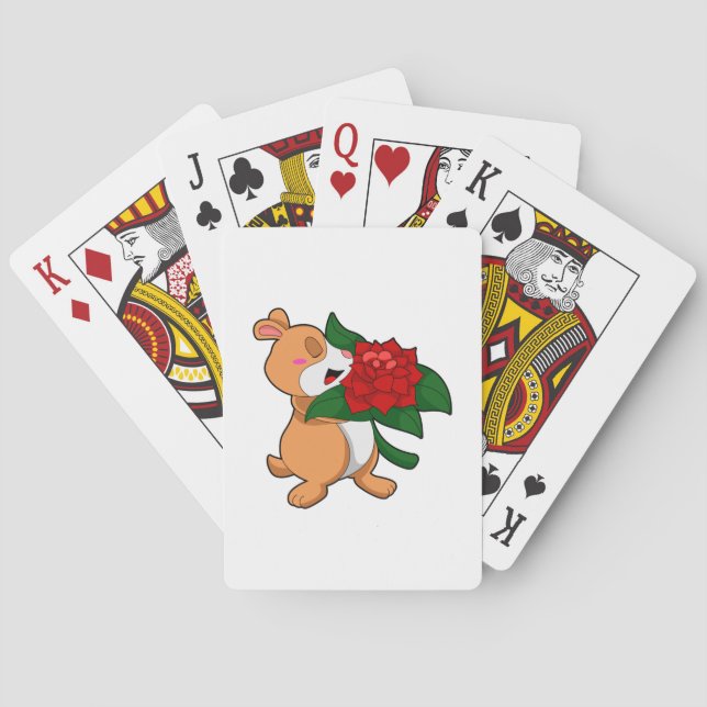 Hamster with Flower Rose Poker Cards (Back)