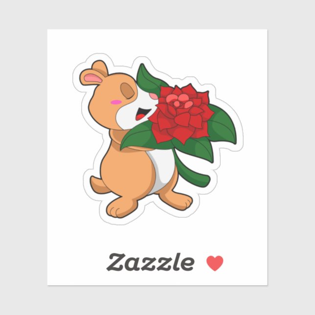 Hamster with Flower Rose Sticker (Sheet)
