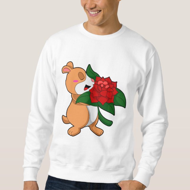 Hamster with Flower Rose Sweatshirt (Front)