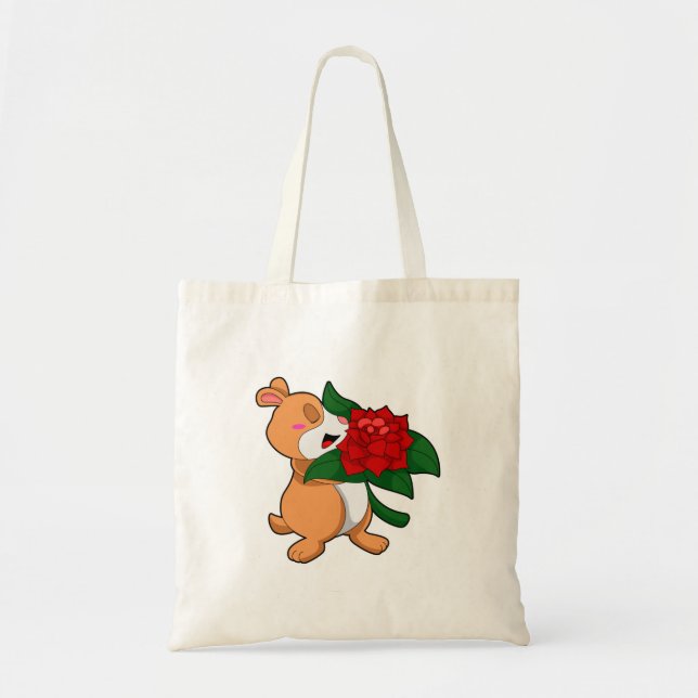Hamster with Flower Rose Tote Bag (Front)