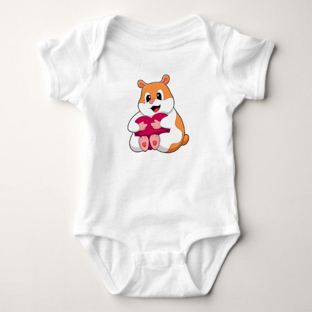 Hamster with Heart Baby Bodysuit (Front)
