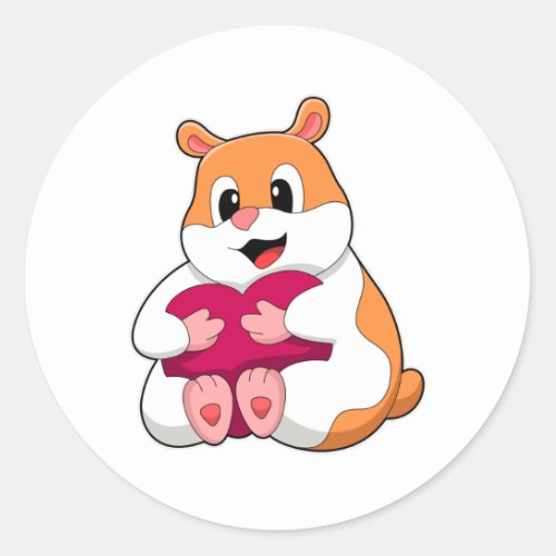 Hamster with Heart Classic Round Sticker