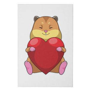 Hamster with Heart Faux Canvas Print