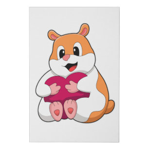 Hamster with Heart Faux Canvas Print