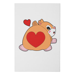Hamster with Heart Faux Canvas Print