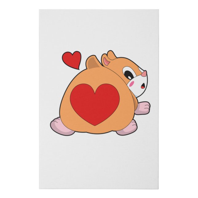 Hamster with Heart Faux Canvas Print (Front)