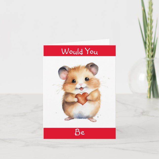 Hamster With Heart Valentine Card (Front)