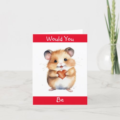 Hamster With Heart Valentine Card