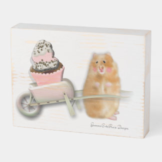Hamster with muffin wooden box