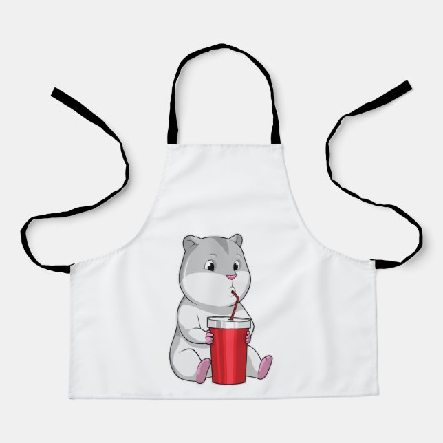 Hamster with Mug & Drinking straw Apron (Front)