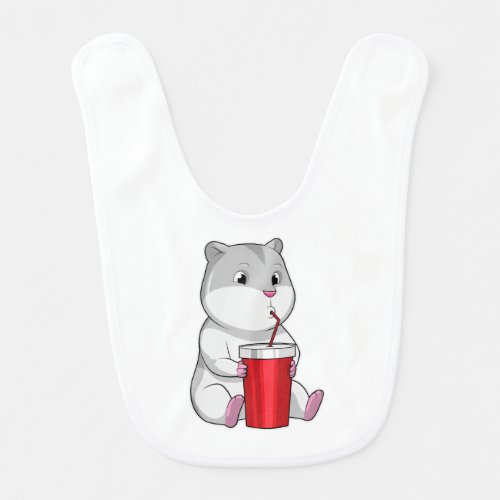 Hamster with Mug  Drinking straw Baby Bib