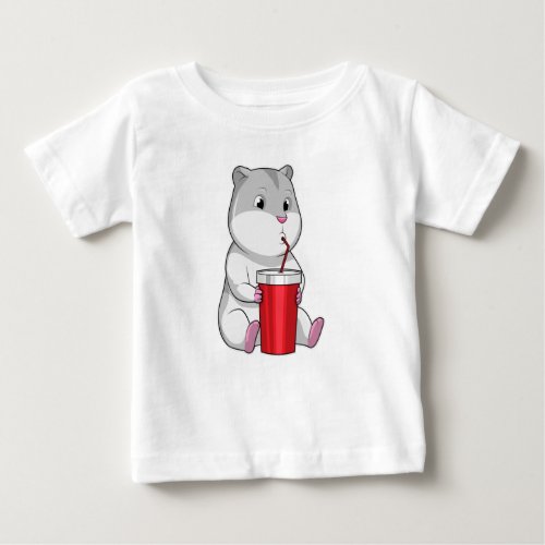 Hamster with Mug  Drinking straw Baby T_Shirt