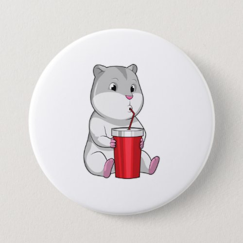 Hamster with Mug  Drinking straw Button