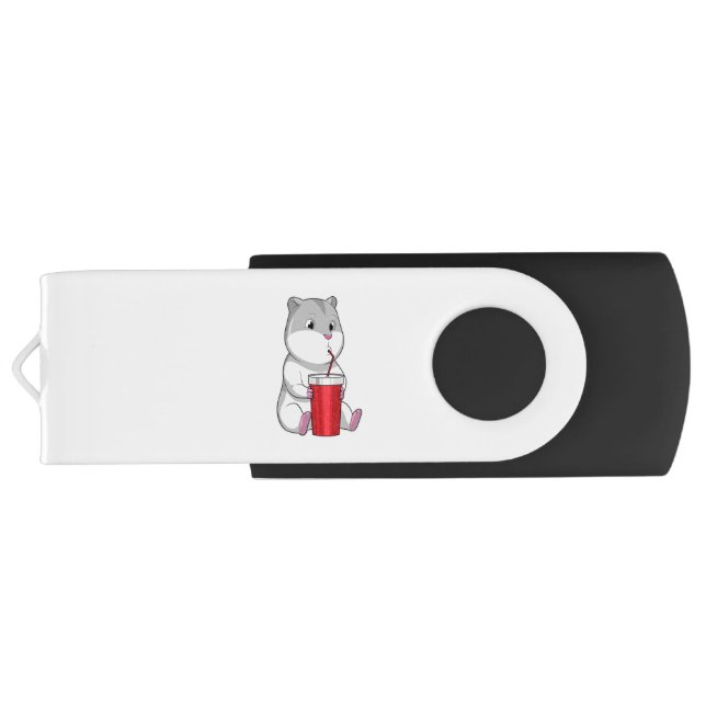 Hamster with Mug & Drinking straw Flash Drive (Back)