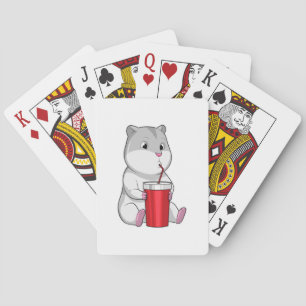 Hamster with Mug & Drinking straw Poker Cards