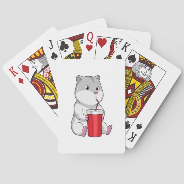 Hamster with Mug & Drinking straw Poker Cards (Back)