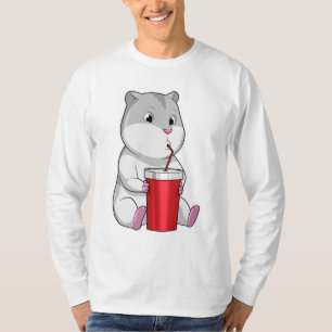 Hamster with Mug & Drinking straw T-Shirt
