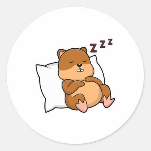 Hamster with Pillow Classic Round Sticker