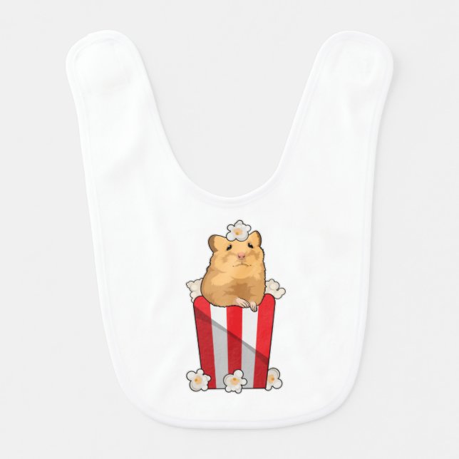 Hamster with Popcorn Baby Bib (Front)