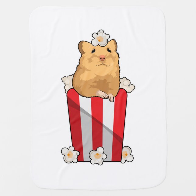 Hamster with Popcorn Baby Blanket (Front)