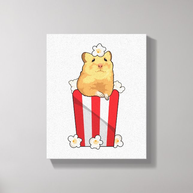 Hamster with Popcorn Canvas Print (Front)