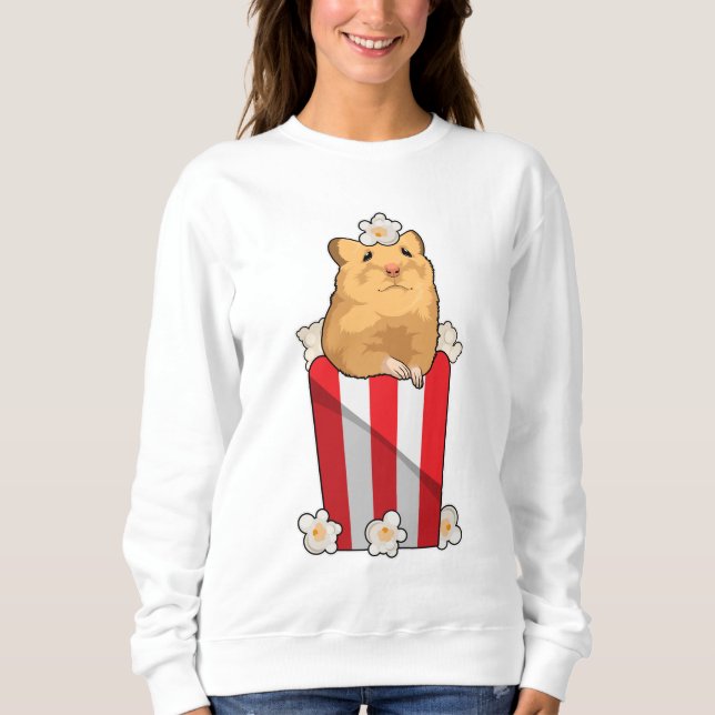 Hamster with Popcorn Sweatshirt (Front)
