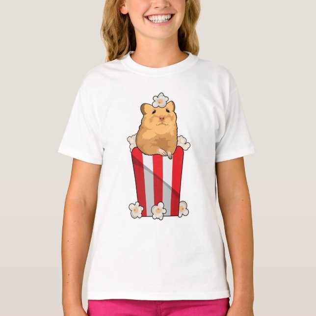 Hamster with Popcorn T-Shirt (Front)