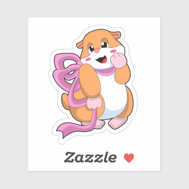 Hamster with Ribbon Sticker (Sheet)