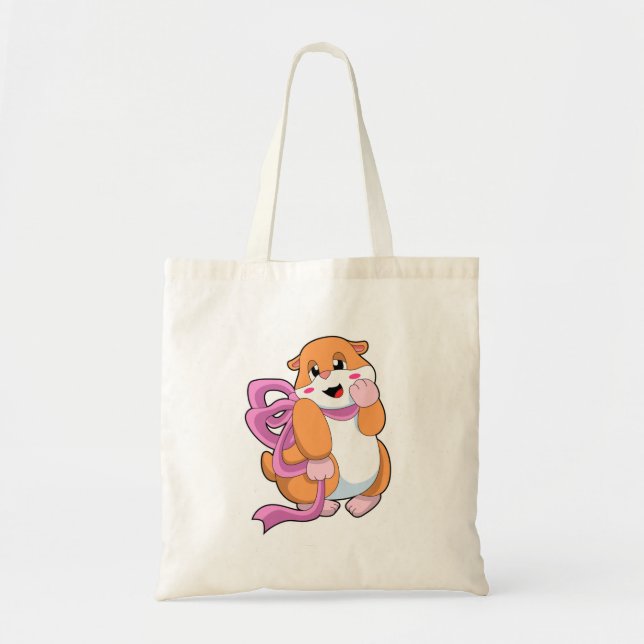 Hamster with Ribbon Tote Bag (Front)