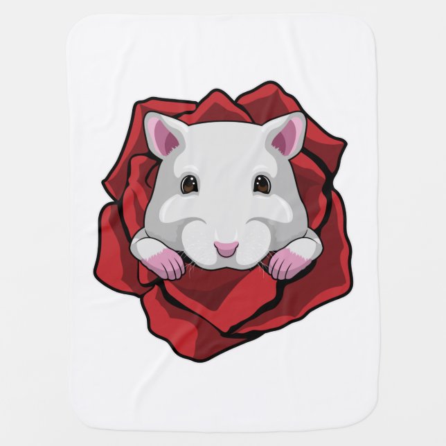 Hamster with Rose Baby Blanket (Front)