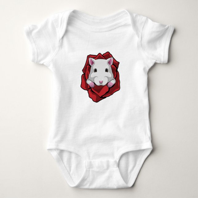 Hamster with Rose Baby Bodysuit (Front)