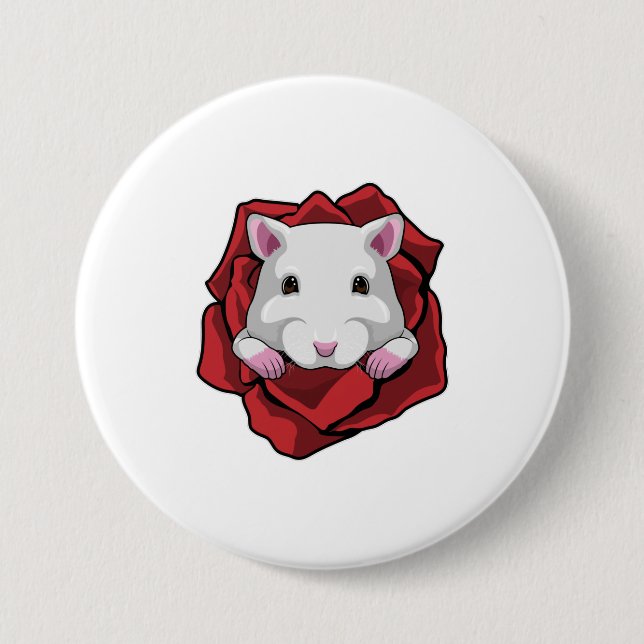Hamster with Rose Button (Front)