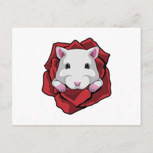 Hamster with Rose Postcard