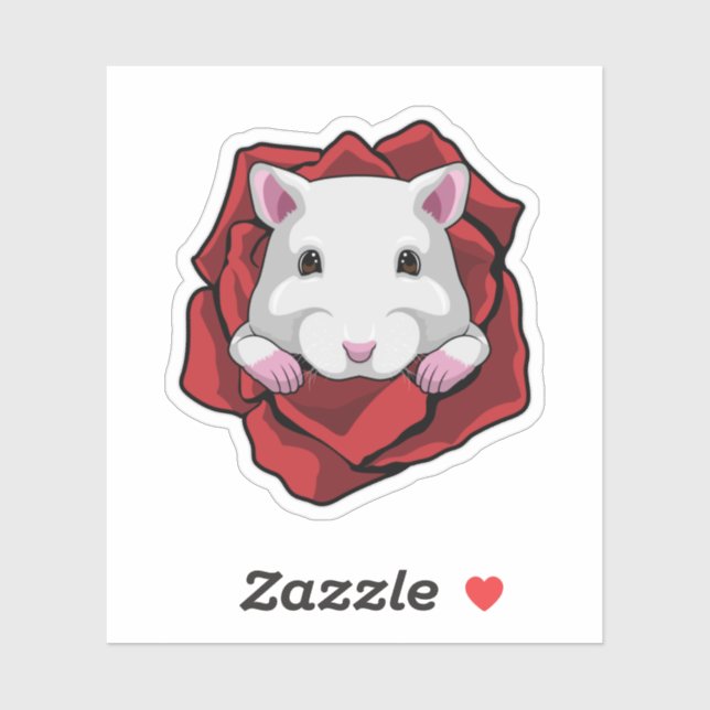 Hamster with Rose Sticker (Sheet)