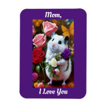 Hamster With Roses Mother's Day Magnet