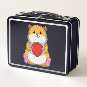 Hamster with Strawberry Metal Lunch Box