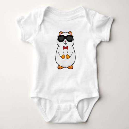 Hamster with Sunglasses  Bow tie Baby Bodysuit