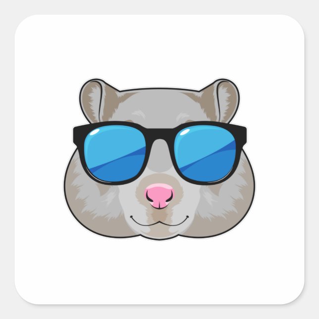 Hamster with Sunglasses Square Sticker (Front)