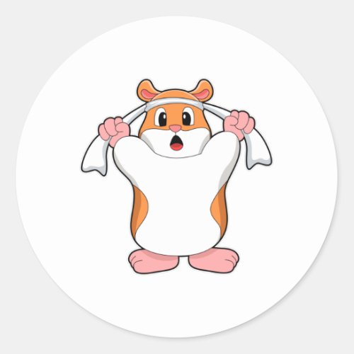 Hamster with Towel Classic Round Sticker