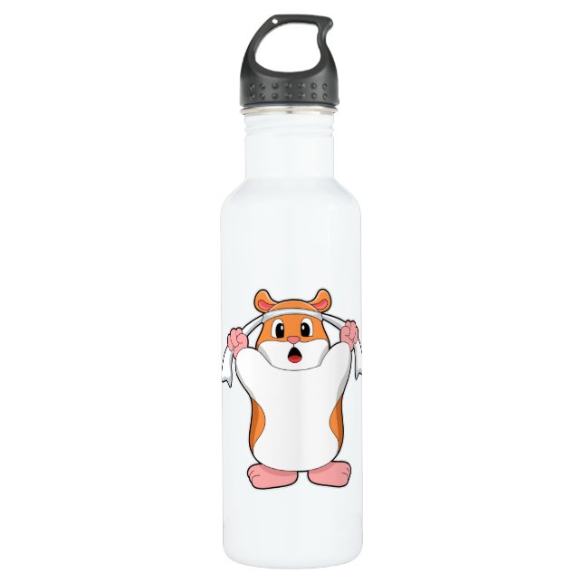 Hamster with Towel Stainless Steel Water Bottle (Front)