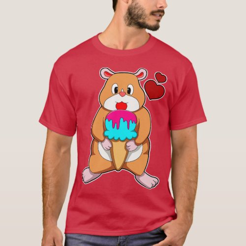 Hamster with Waffle Ice Cream Hearts T_Shirt