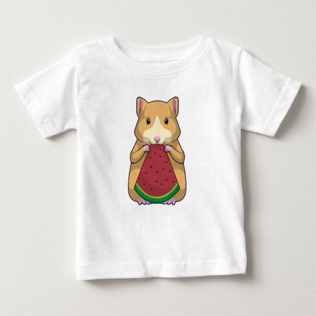 Hamster with Watermelon Baby T-Shirt (Front)