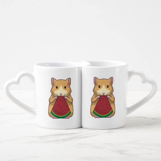 Hamster with Watermelon Coffee Mug Set (Front Nesting)