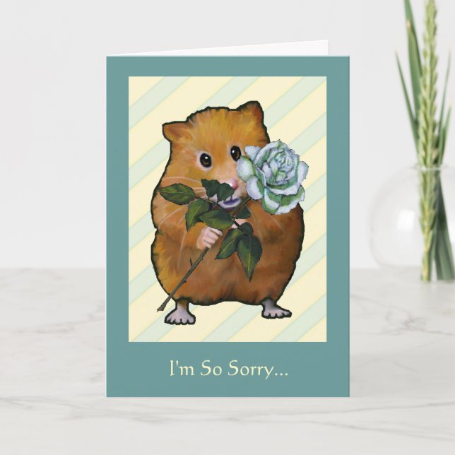 HAMSTER With White Rose, I'm So Sorry...Apology Card (Front)