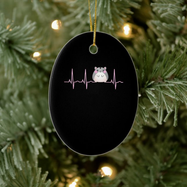 Hamster Women Girls Cute Hamster Lover Heartbeat Ceramic Ornament (Tree)