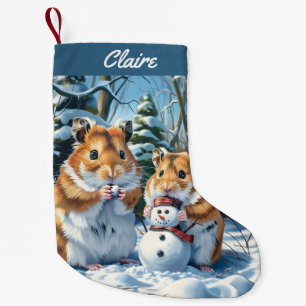 Hamsters and Snowman Christmas Small Christmas Stocking