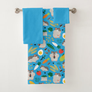Hamsters And Their Treats Bath Towel Set
